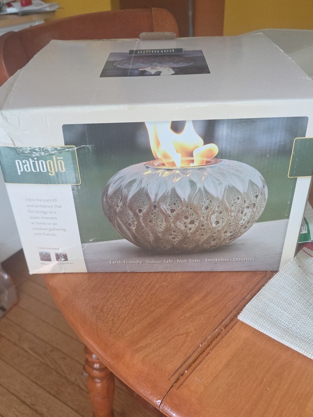 PatioGlo Ceramic Indoor Outdoor Flame Bowl -  INDOOR SAFE, ODORLESS WHEN FIRE